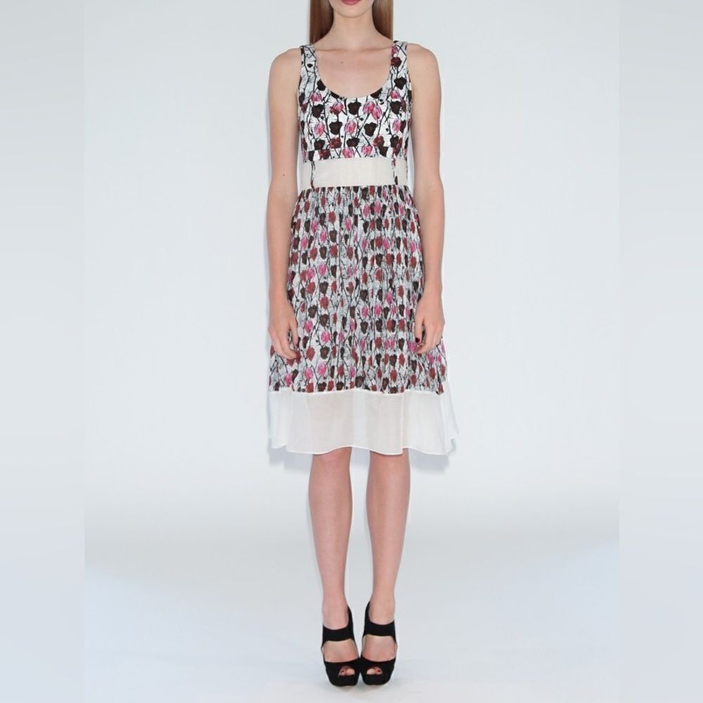 Jonathan Cohen Runway 2013 Floral Print Silk Cotton Blend Dress
